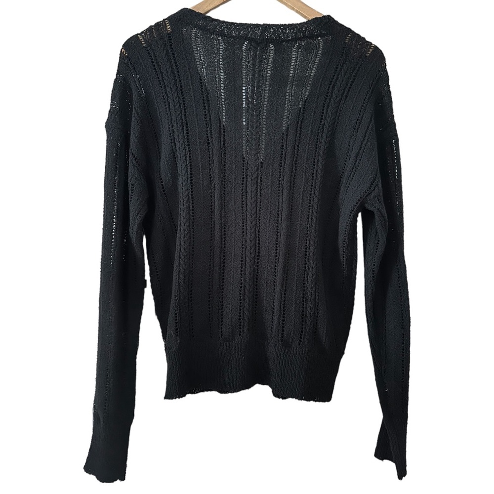 ASTR the Label Black Faux Wrap Pointelle Knit Sweater - Picture 6 of 16
